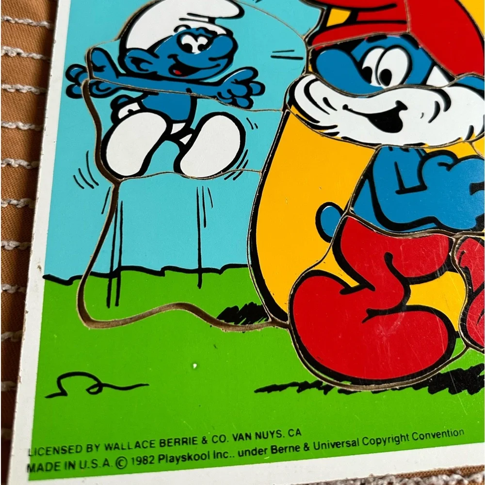 Vintage 1982 Made In The USA Playskool Wooden Smurf Puzzle